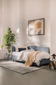 Kék kárpitozott ágyneműtartós egyszemélyes ágy matraccal 120x200 cm Avela – Bonami Selection