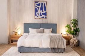 Kék kárpitozott ágyneműtartós franciaágy ágyráccsal 160x200 cm Myra Bold – Bonami Selection