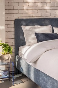 Kék kárpitozott franciaágy ágyráccsal 160x200 cm Noira Slim – Bonami Selection