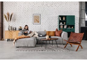Kamelia fekete dohányzóasztal diófa dekoros asztallappal - Kave Home