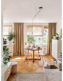 Fehér-bézs kordbársony kinyitható sarokkanapé (variálható) Nihad – Bobochic Paris