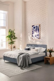 Kék kárpitozott franciaágy ágyráccsal 160x200 cm Noira Slim – Bonami Selection