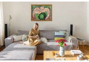 Világosszürke kordbársony kinyitható sarokkanapé (variálható) Nihad – Bobochic Paris