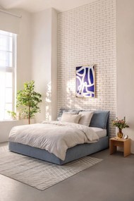 Kék kárpitozott ágyneműtartós franciaágy ágyráccsal 180x200 cm Thessa Pillow – Bonami Selection