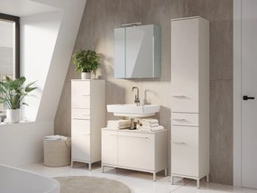 Krémszínű matt magas-keskeny fürdőszoba szekrény 34x123 cm Laurino – Germania