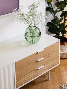 Fehér-natúr színű TV-állvány tölgyfa dekorral 180x52 cm Sierra – Teulat