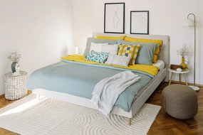 Bézs kárpitozott franciaágy ágyráccsal 180x200 cm Elyna – Bobochic Paris