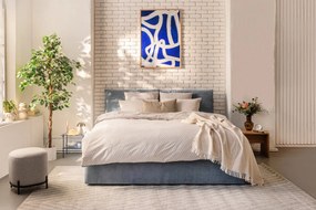 Kék kárpitozott ágyneműtartós franciaágy ágyráccsal 180x200 cm Thessa Pillow – Bonami Selection