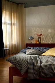 Fehér-sötétkék egyszemélyes krepp ágyneműhuzat 140x200 cm Bæk&amp;Bølge – JUNA