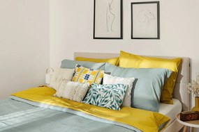 Bézs kárpitozott franciaágy ágyráccsal 180x200 cm Elyna – Bobochic Paris