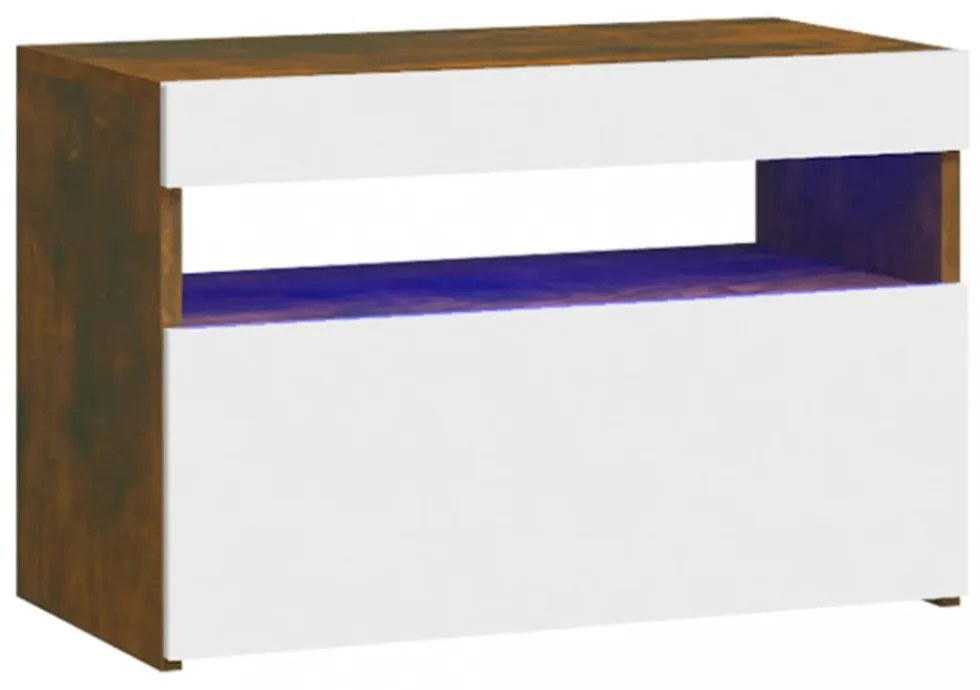 füstös tölgy színű éjjeliszekrény LED világítással 60x35x40 cm