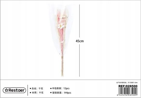Szárított Virágok Rózsaszín 45cm Lakberendezés