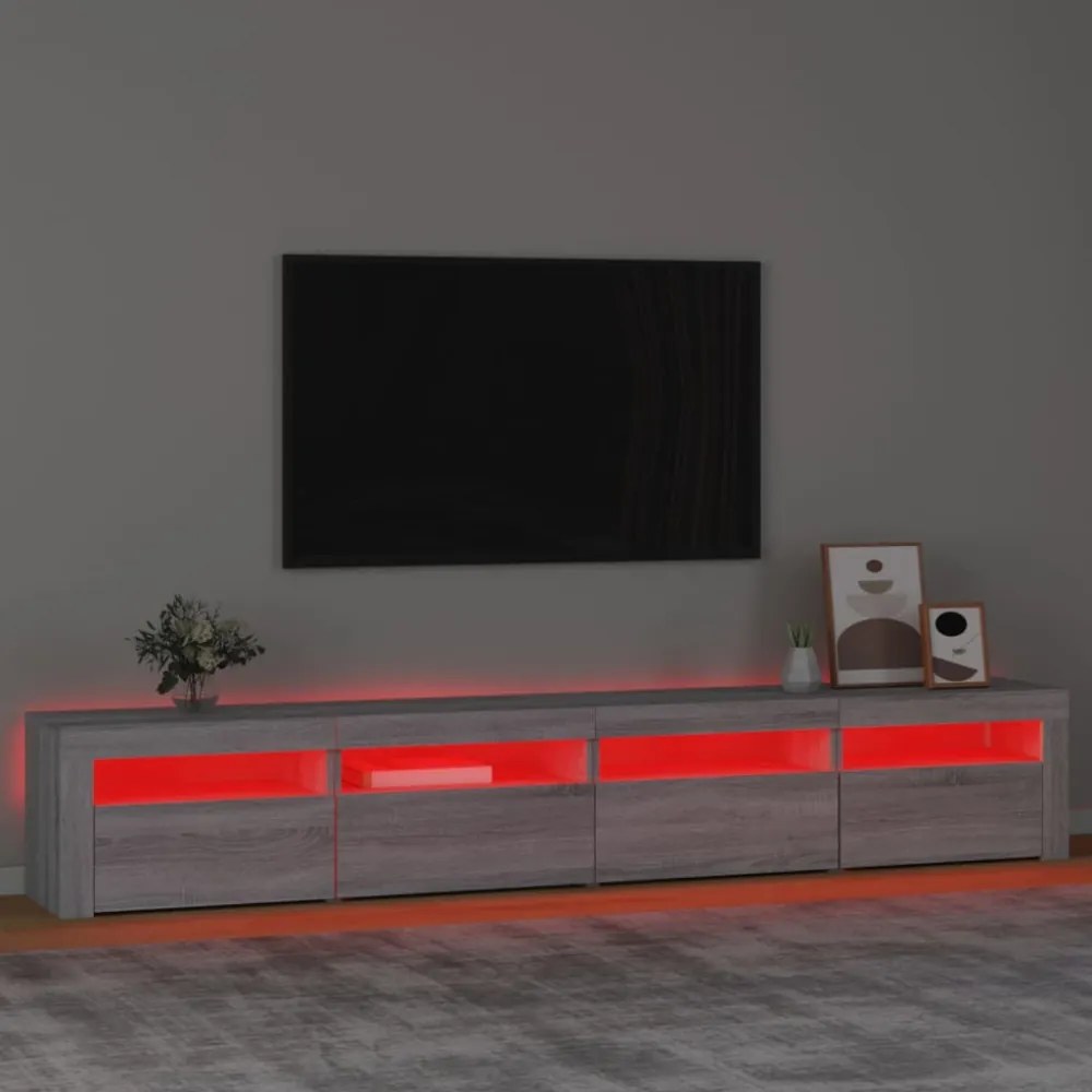 szürke sonoma színű TV-szekrény LED-lámpákkal 240x35x40 cm