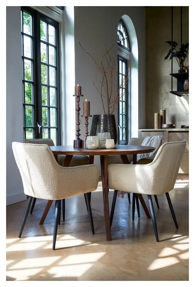 Barna kerek étkezőasztal akácfa asztallappal ø 140 cm Quenza – Light & Living