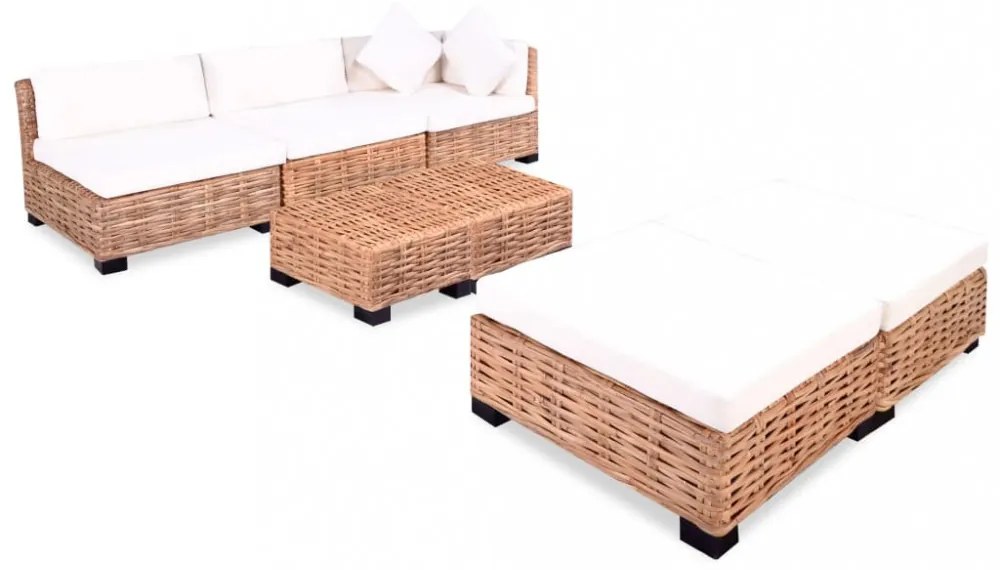 18 részes természetes rattan kanapészett