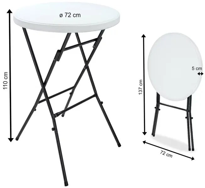 Deuba Összecsukható bárpult Ø72 cm - fehér