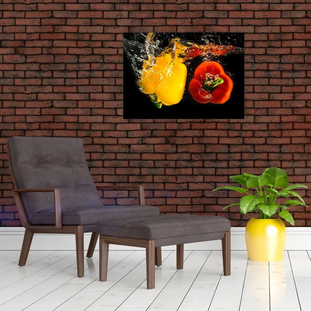 Kép - paprika a vízben (üvegen) (70x50 cm)