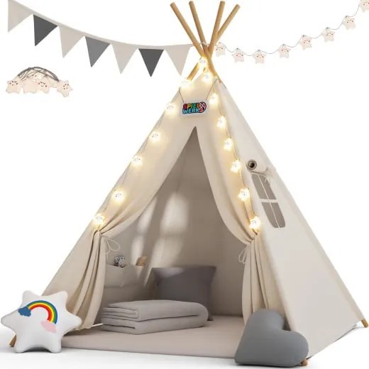 Spielwerk® Teepee gyereksátor 160x120x120cm - fehér