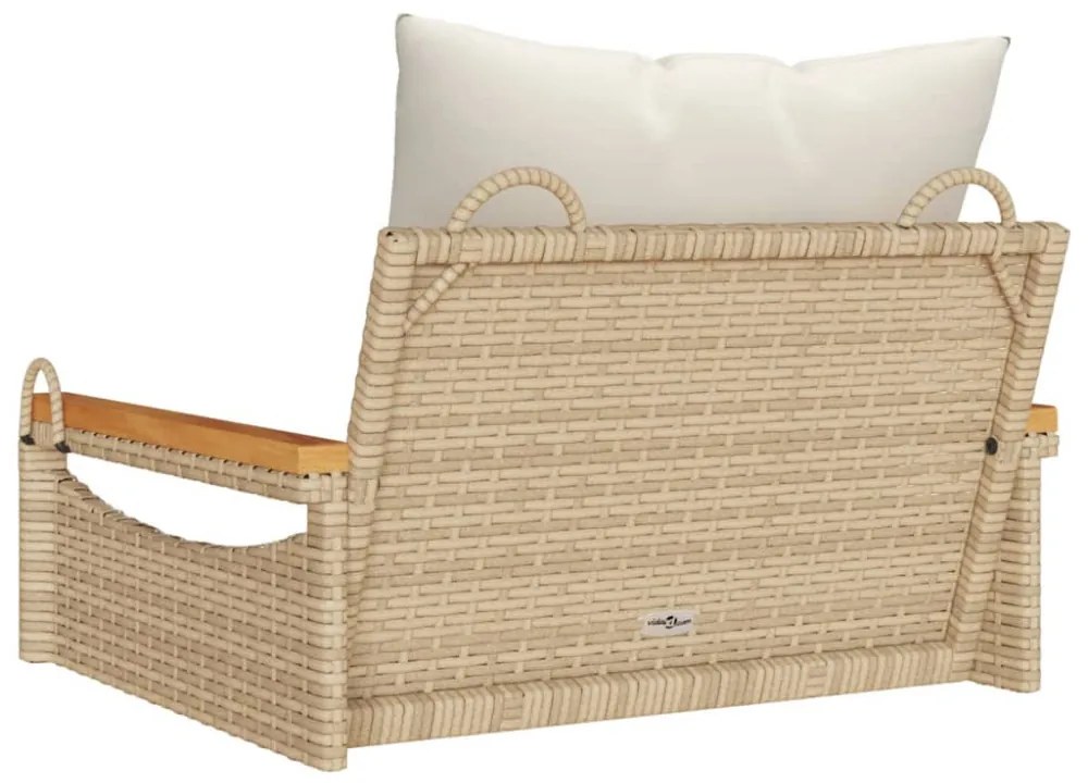 bézs polyrattan hintapad párnákkal 63 x 62 x 40 cm