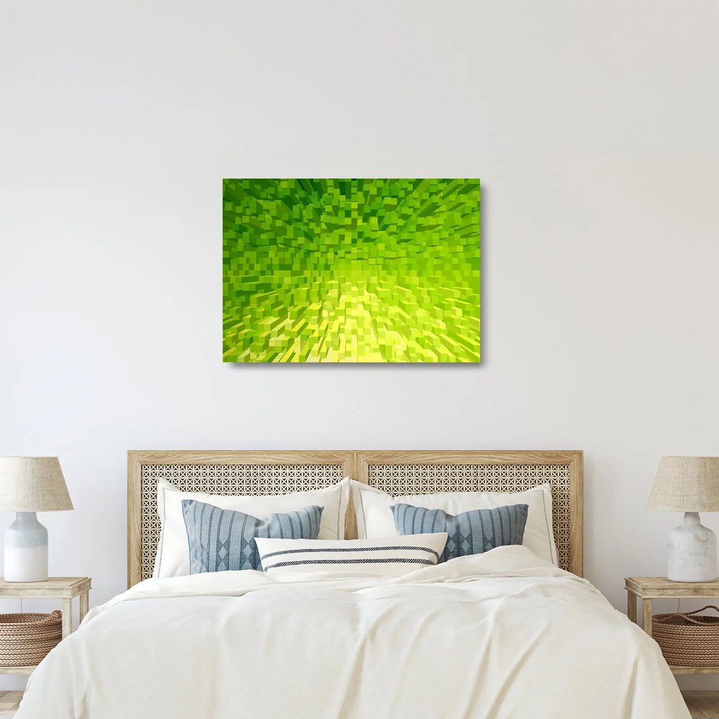 Sárgászöld kockák képe (üvegen) (70x50 cm)