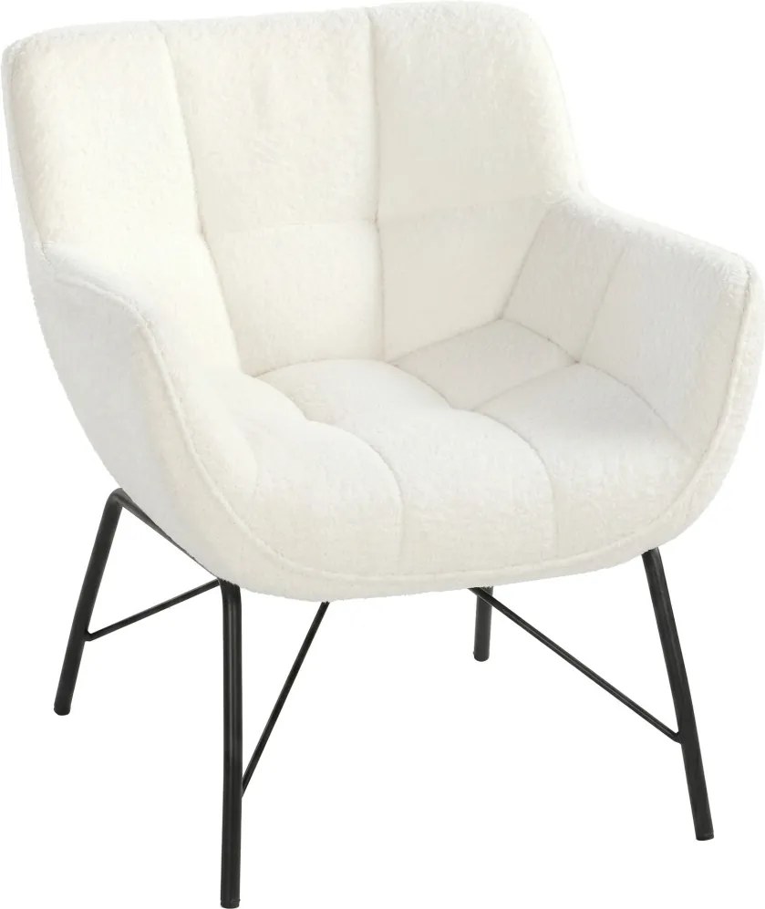 HOMCOM Modern lounge fotel, integrált karfákkal, fém lábakkal, 69 x 68 x 78,5 cm, krémfehér