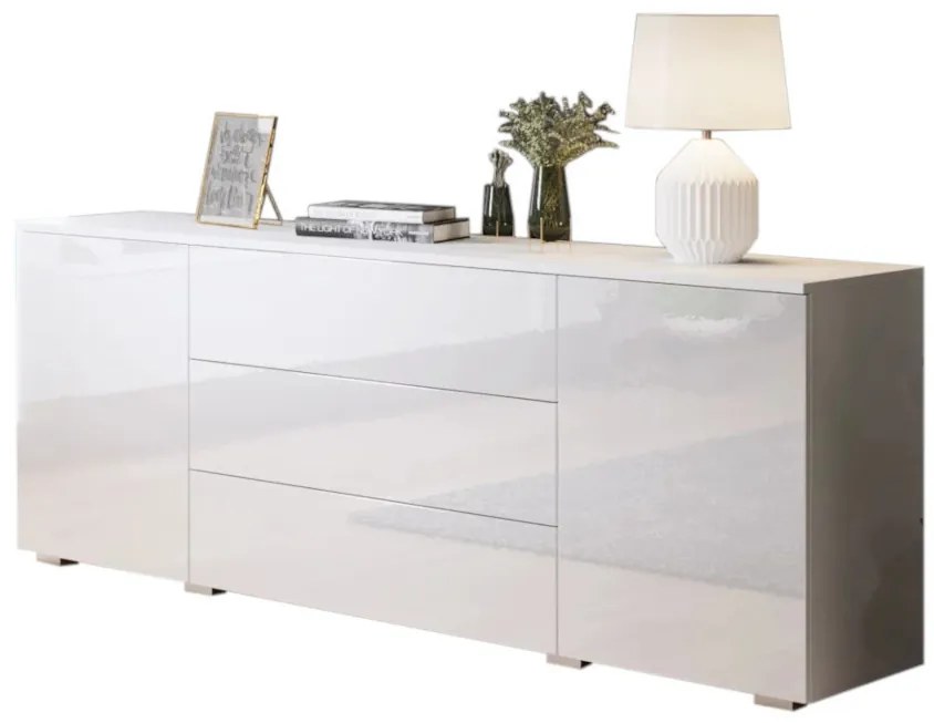 PARIS 150 komód, 150x68x39, fehér/magasfényű fehér