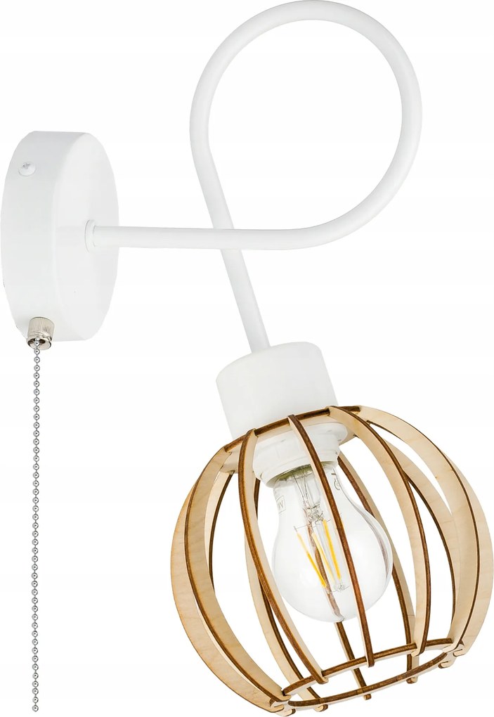 Fali lámpa E27-es fali loft gömb fa on/off kapcsoló lánc