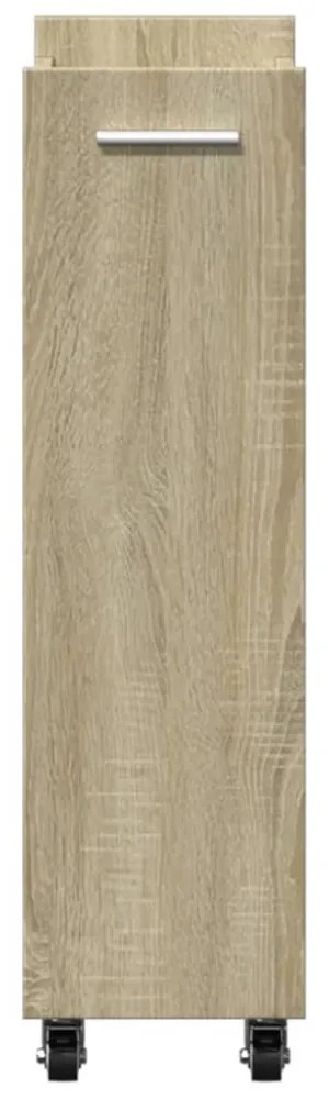 sonoma tölgy színű szerelt fa szekrény kerekekkel 60x22x79 cm