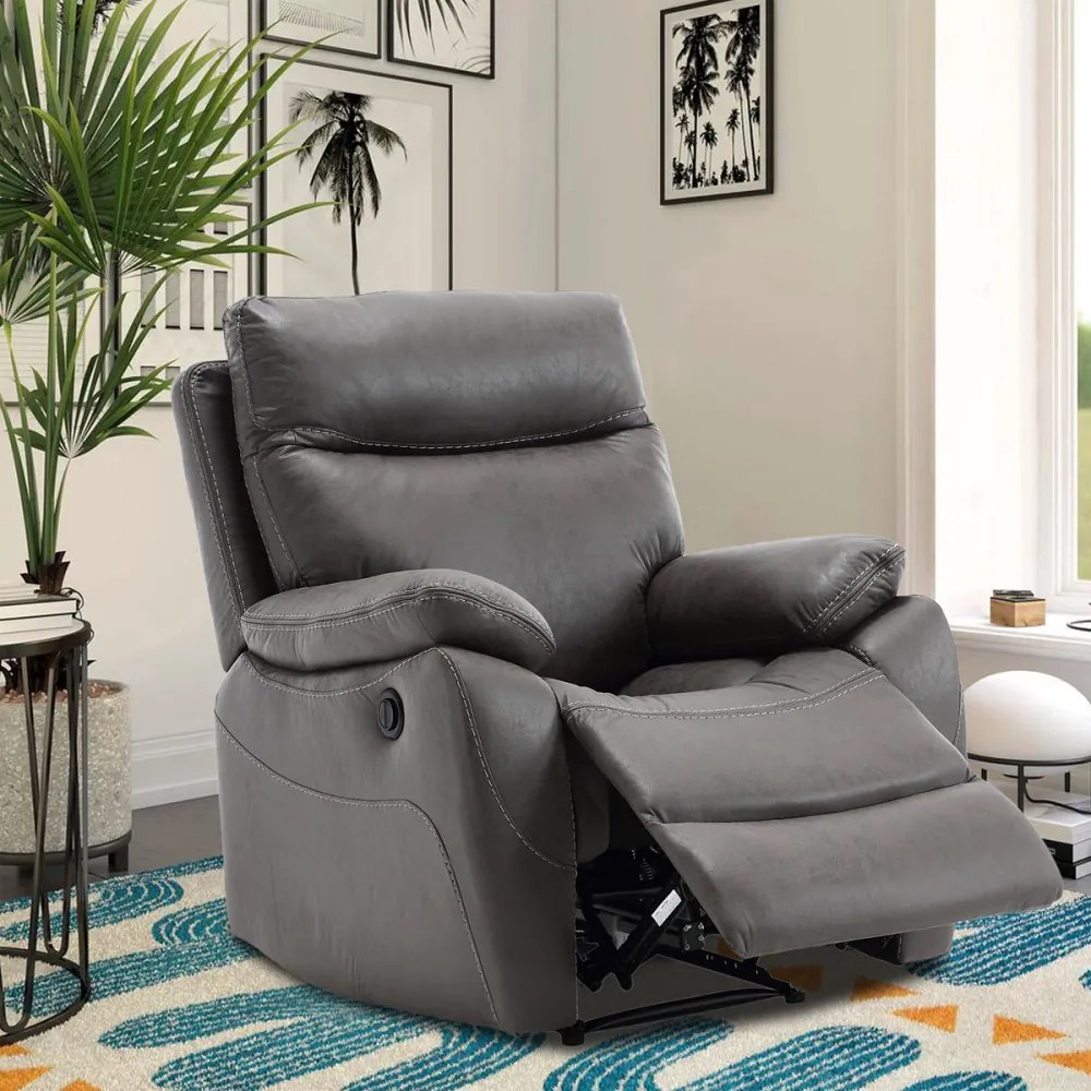 Fotoliu De Relazare Și Televizor, Electric 1 Motor 240 V , Capitonat Cu Textil Gri