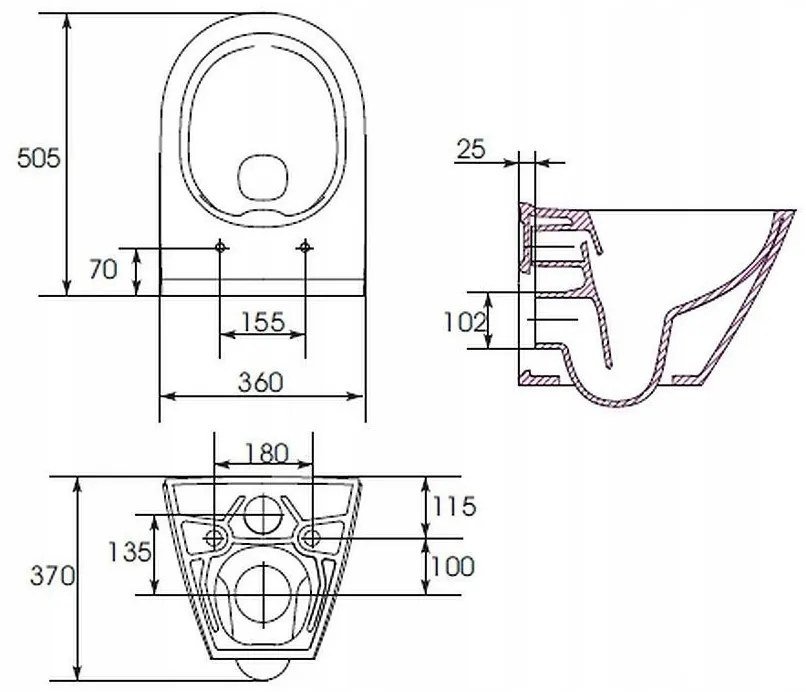 Cersanit City Oval CleaOn, függő WC csésze ülőke nélkül, fehér, K35-025