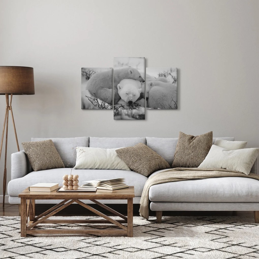 Kép - Jegesmedvék, fekete-fehér (90x60 cm)