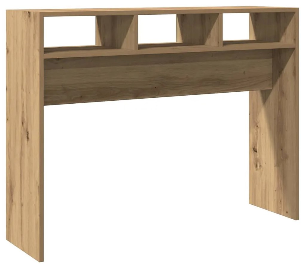 kézműves tölgy színű szerelt fa dohányzóasztal 105x30x80 cm