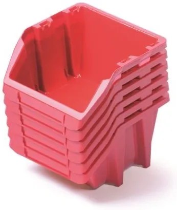 6 db tárolódoboz készlet, egyenként 21,4 x 19,8 x 13,3 cm, piros