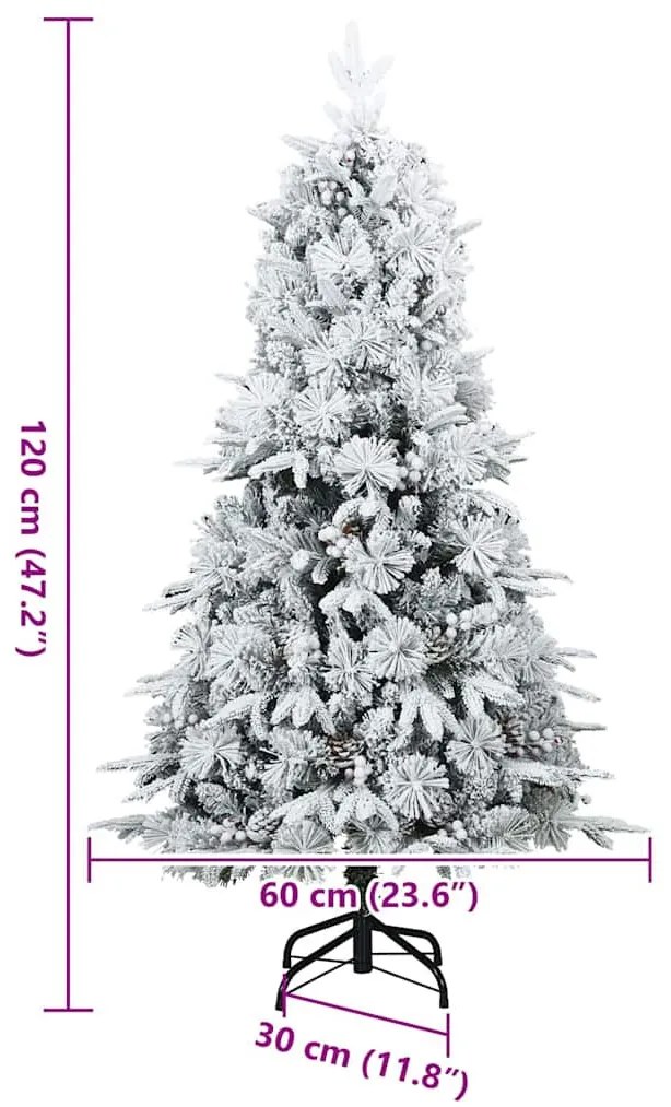 Műanyag Rugalmas Karácsonyfát Havas Flokkal Fehér 120 cm