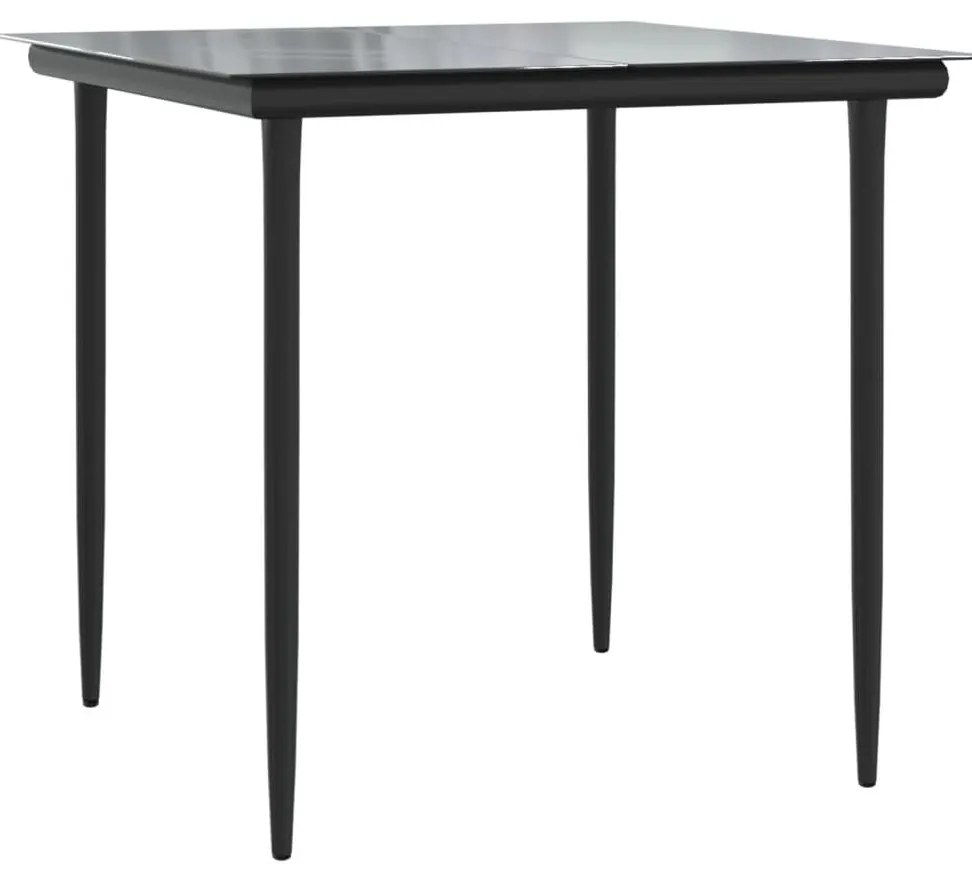 3 részes fekete polyrattan kerti étkezőgarnitúra párnákkal