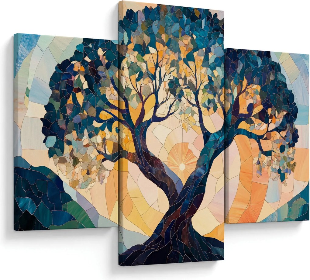 Kép – Mozaik – nap és fa II. (90x60 cm)