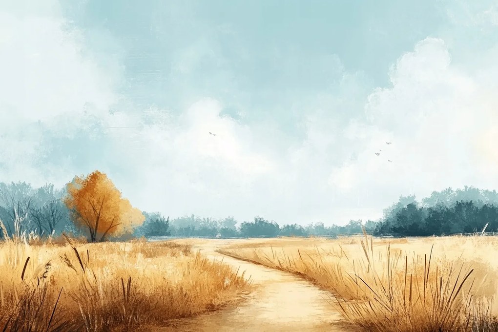 Vászonkép Canvas Tájkép Falu Mezők Út Nyugalom 120x80