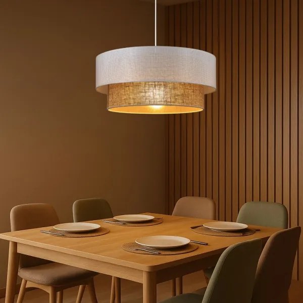 BORHO kábeles függőlámpa 1xE27/60W/230V, fehér/juta