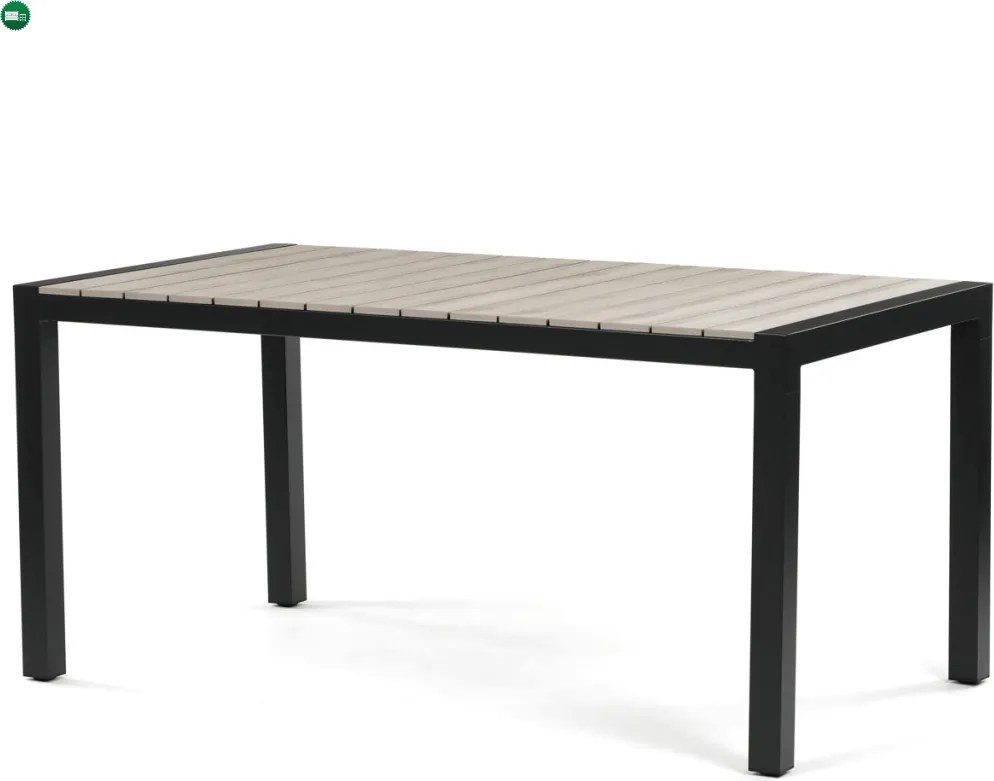 Kerti asztal 160x90 cm, alumínium, polywood, fekete, AZT-S1514 BK