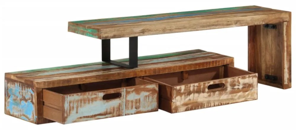 tömör újrahasznosított fa TV-állvány (118-200) x 30 x 40 cm