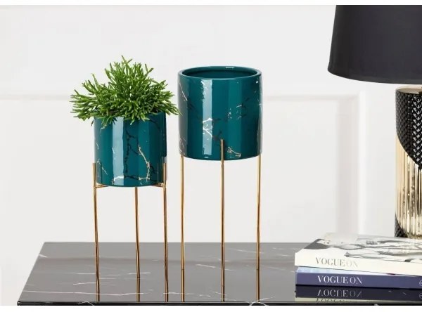 Virágállvány NILA 32,5x13 cm zöld/arany