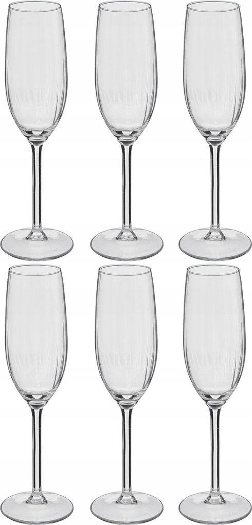 Pezsgős Poharak Üveg Szett 6 Db 210 ML 23 x 6,5 CM