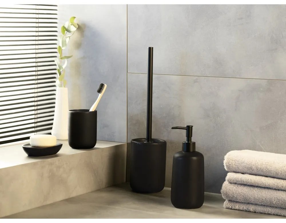 Matt fekete kerámia fogkefetartó pohár Olinda – Allstar