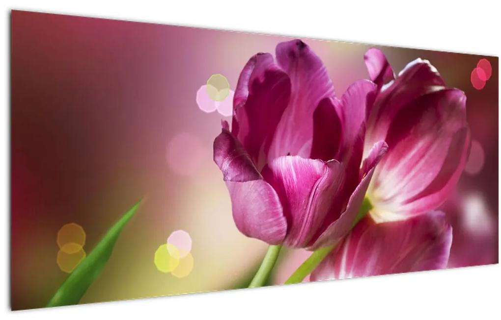 Rózsaszín tulipánok képe (120x50 cm)