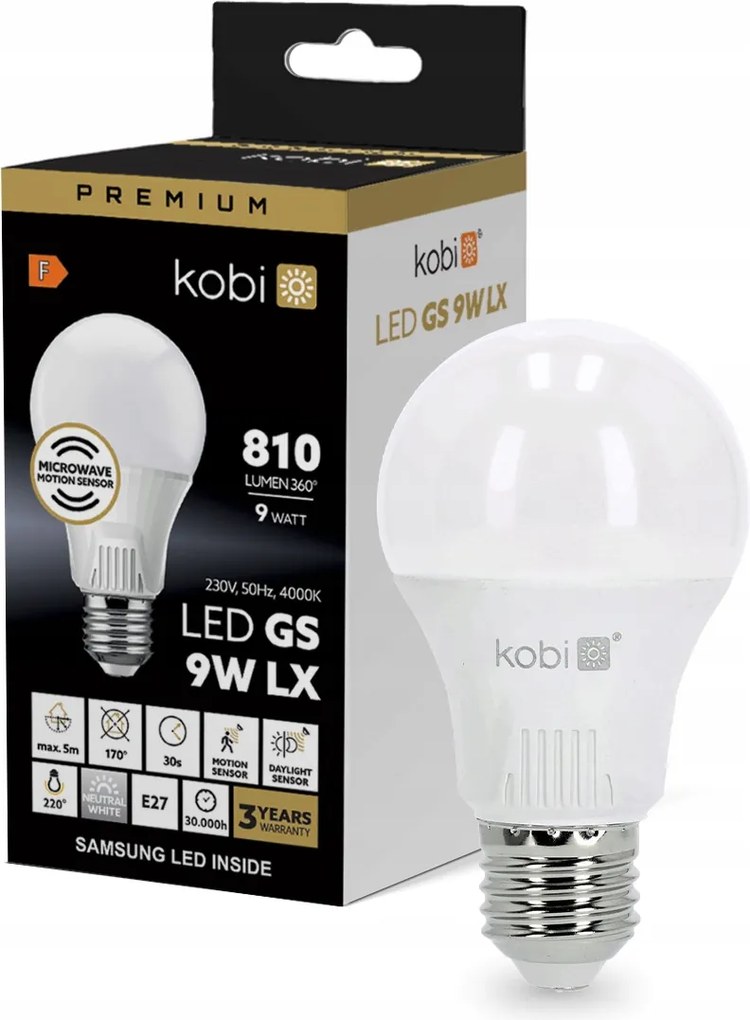 Led Izzó E27 9W Mozgás- És Alkonyérzékelő Prémium Semleges