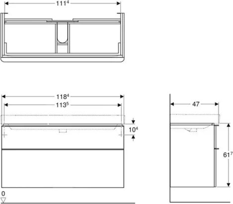 Geberit 500.355.JK.1 - Fürdőszobai mosdó alá szerelhető szekrény Smyle Square 61,7x118,4 cm antracit