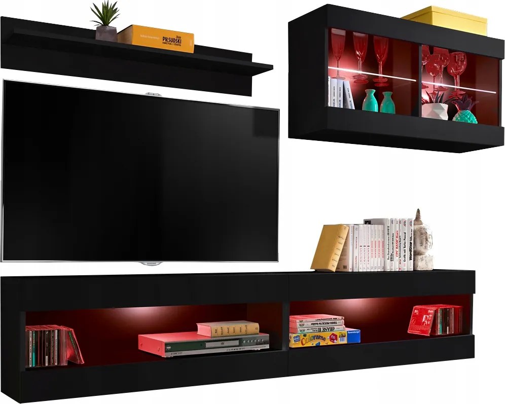 Rtv bútor szett Tivoli SET6 Fekete/Fekete, Rgb LED-ek