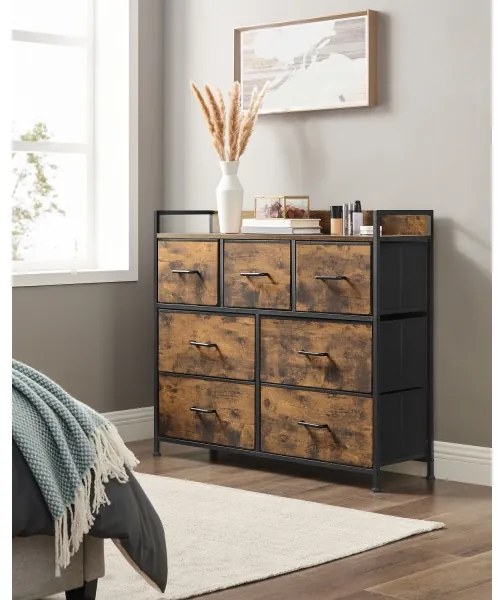 KIRA fiókos komód barna/fekete