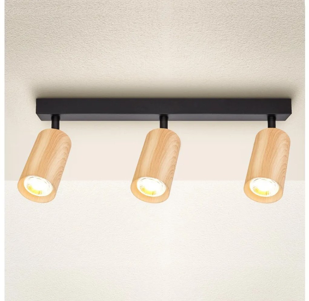 Brilagi - Spotlámpa SELE 3xGU10/30W/230V fekete/tölgy dekor