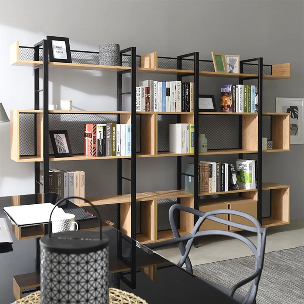 3 polcos polcállvány, tölgy/fekete, KILIS NEW TYP 4